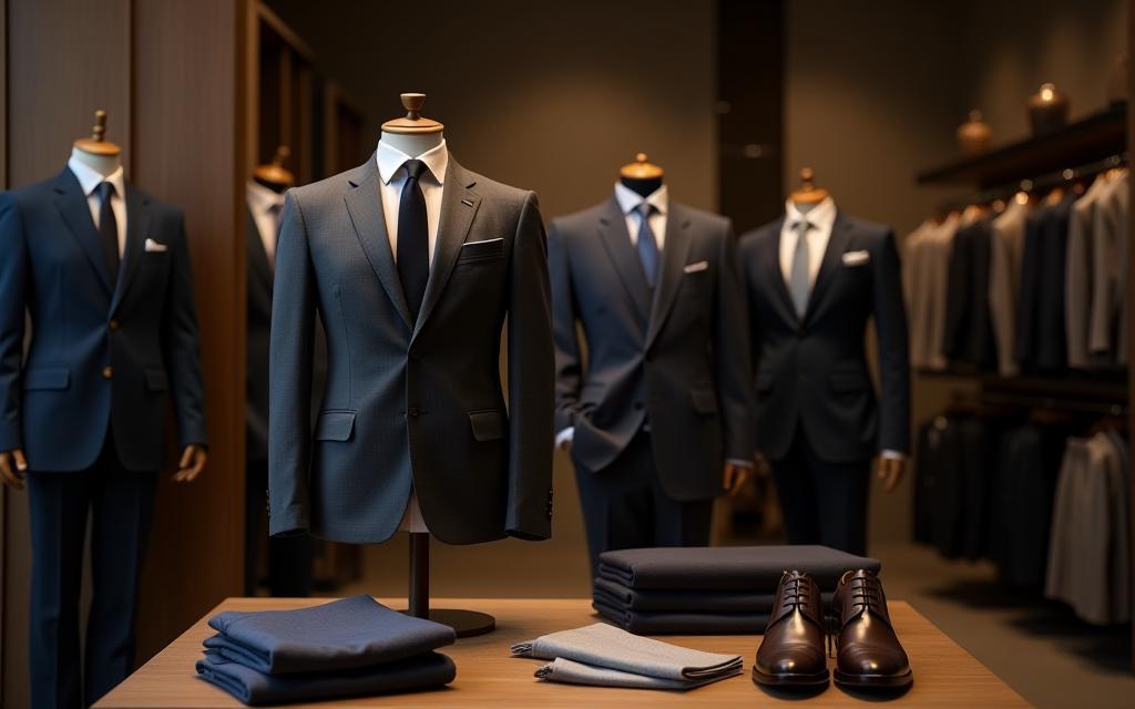 Display of premium men's clothing for wholesale retail partnership